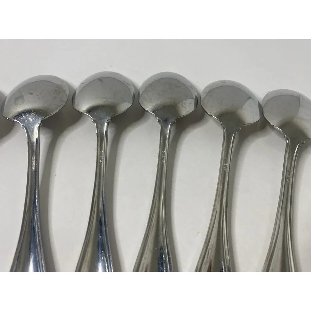 Lot of 8 Oneida Arbor-American Harmony Stainless Oval Soup Spoons 7 3/8